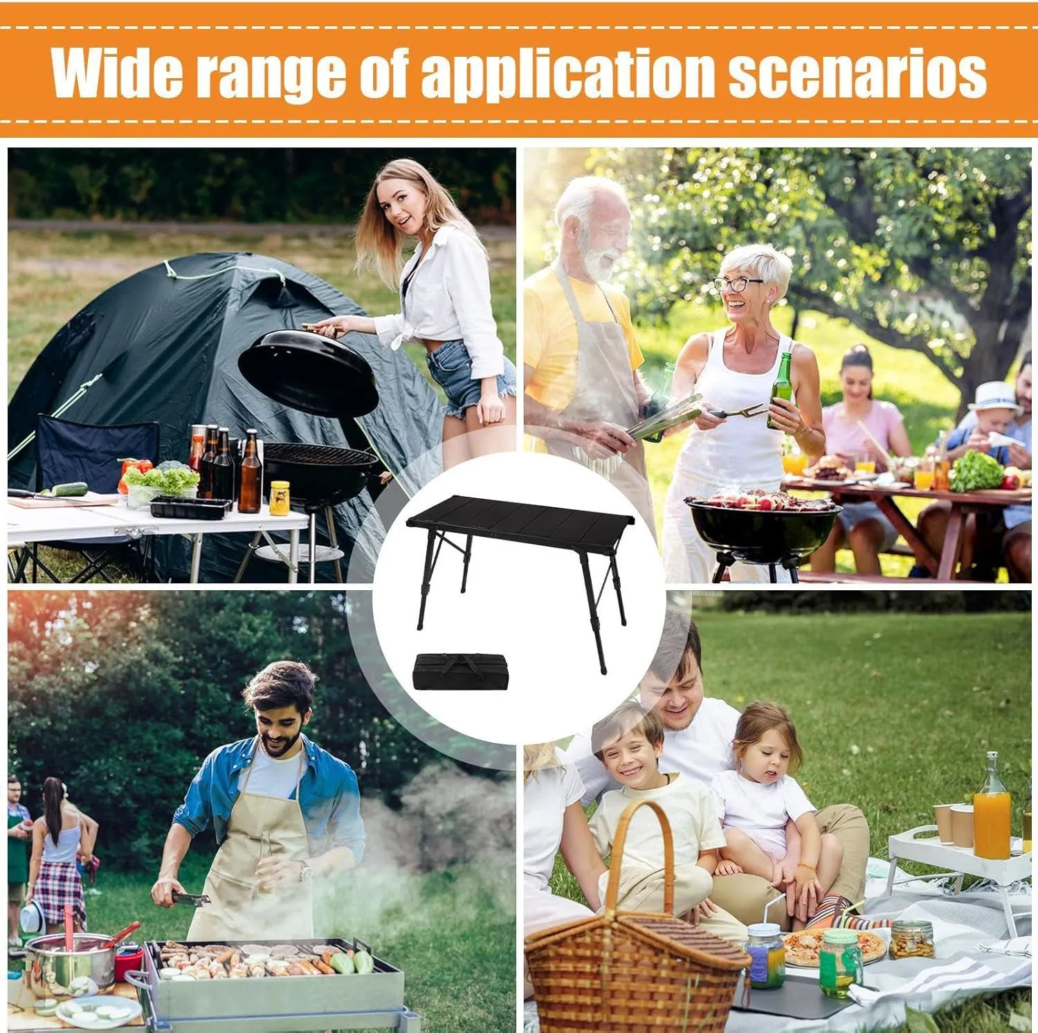 Picnic Table - Foldable Camping Style, Height Adjustable Beach Picnic Rack | Ultralight Collapsible Tables, Portable Aluminum Table, for Camp Outdoor Hiking BBQ Picnic, 7.09x4.92x21.65 Inches