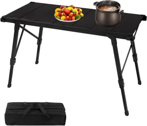 Picnic Table - Foldable Camping Style, Height Adjustable Beach Picnic Rack | Ultralight Collapsible Tables, Portable Aluminum Table, for Camp Outdoor Hiking BBQ Picnic, 7.09x4.92x21.65 Inches