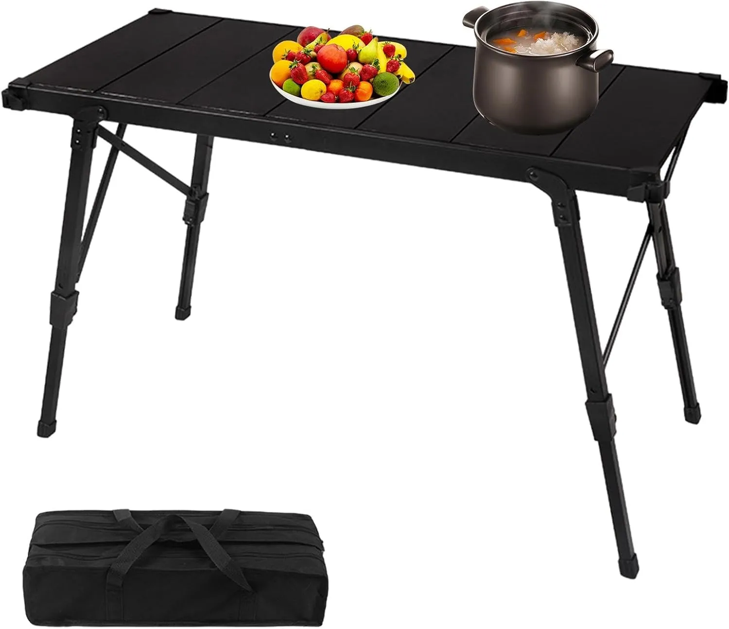 Picnic Table - Foldable Camping Style, Height Adjustable Beach Picnic Rack | Ultralight Collapsible Tables, Portable Aluminum Table, for Camp Outdoor Hiking BBQ Picnic, 7.09x4.92x21.65 Inches
