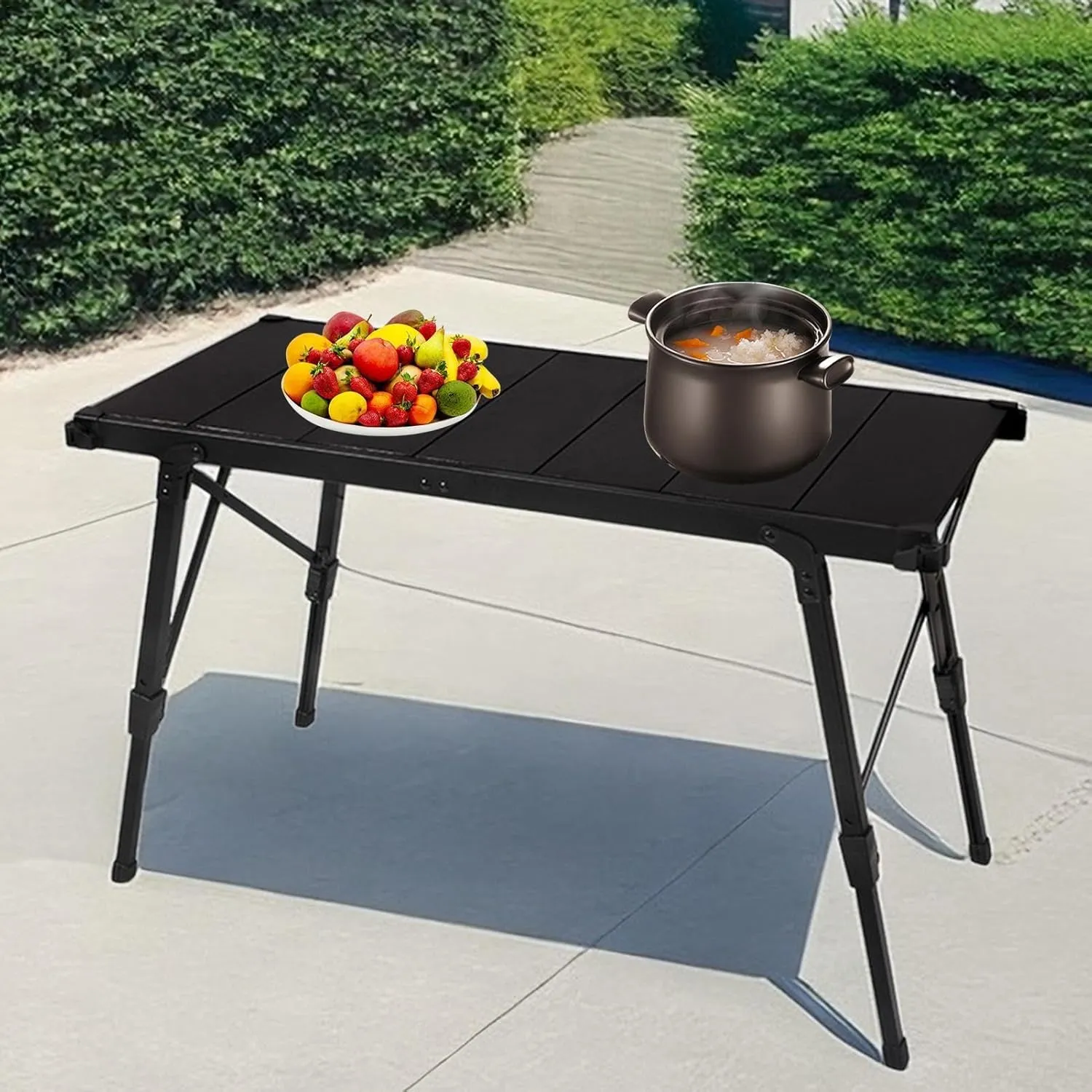 Picnic Table - Foldable Camping Style, Height Adjustable Beach Picnic Rack | Ultralight Collapsible Tables, Portable Aluminum Table, for Camp Outdoor Hiking BBQ Picnic, 7.09x4.92x21.65 Inches