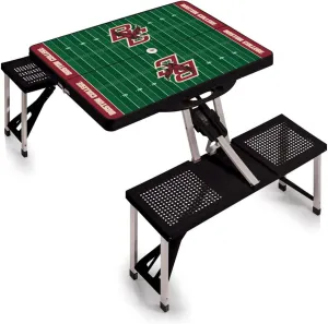 PICNIC TIME NCAA Boston College Eagles Football Field Folding Picnic Table - Camping Table - Outdoor Table with Umbrella Hole, (Black)