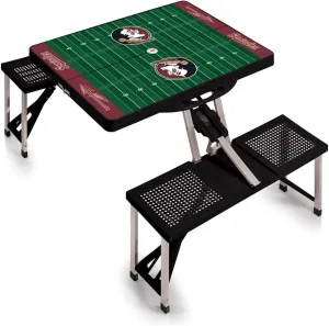 PICNIC TIME NCAA Florida State Seminoles Football Field Folding Picnic Table - Camping Table - Outdoor Table with Umbrella Hole, (Black)
