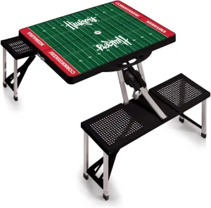 PICNIC TIME NCAA Nebraska Cornhuskers Football Field Folding Picnic Table - Camping Table - Outdoor Table with Umbrella Hole, (Black)