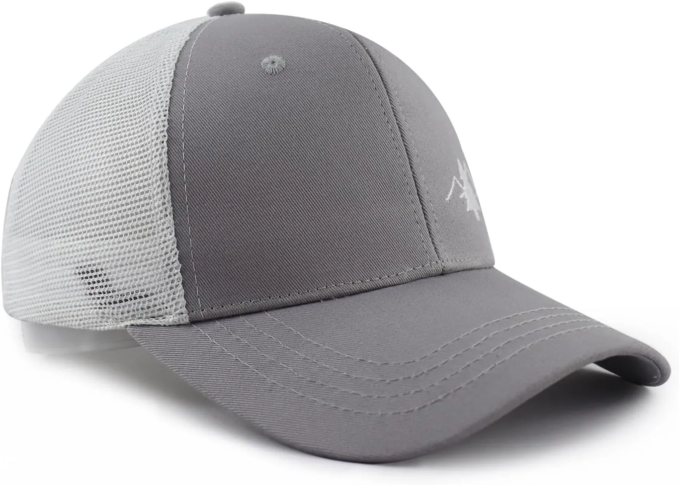 Pine Tree Mountain Trucker Hat for Men Women, Funny Embroidered Cotton Camping Hiking Wilderness Mesh Baseball Cap