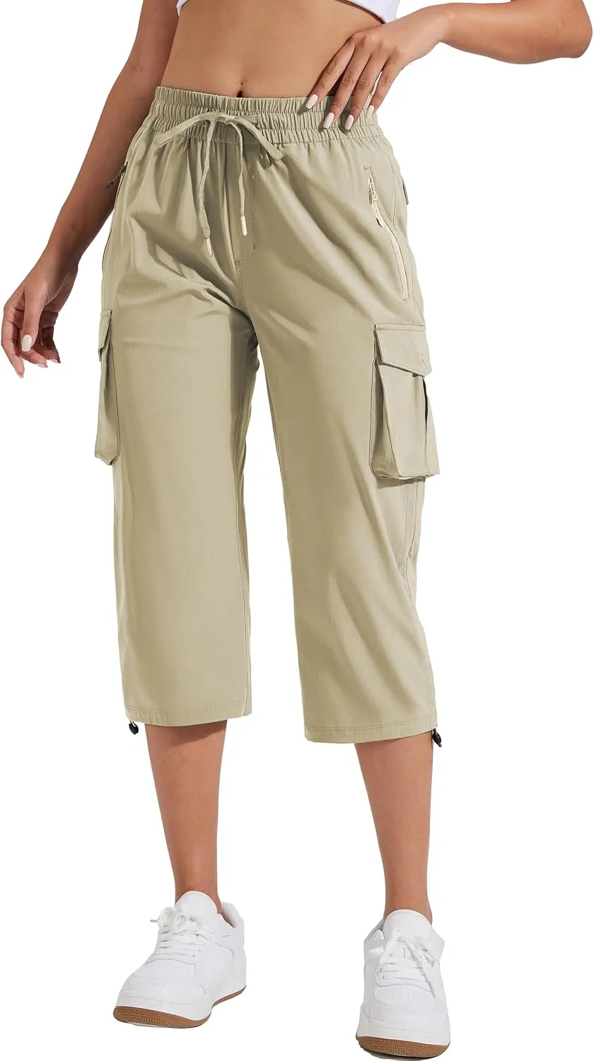 Pioneer Camp Women's Cargo Capris Hiking Pants Lightweight Quick Dry Outdoor Camping Stretch Summer Pants for Women Casual