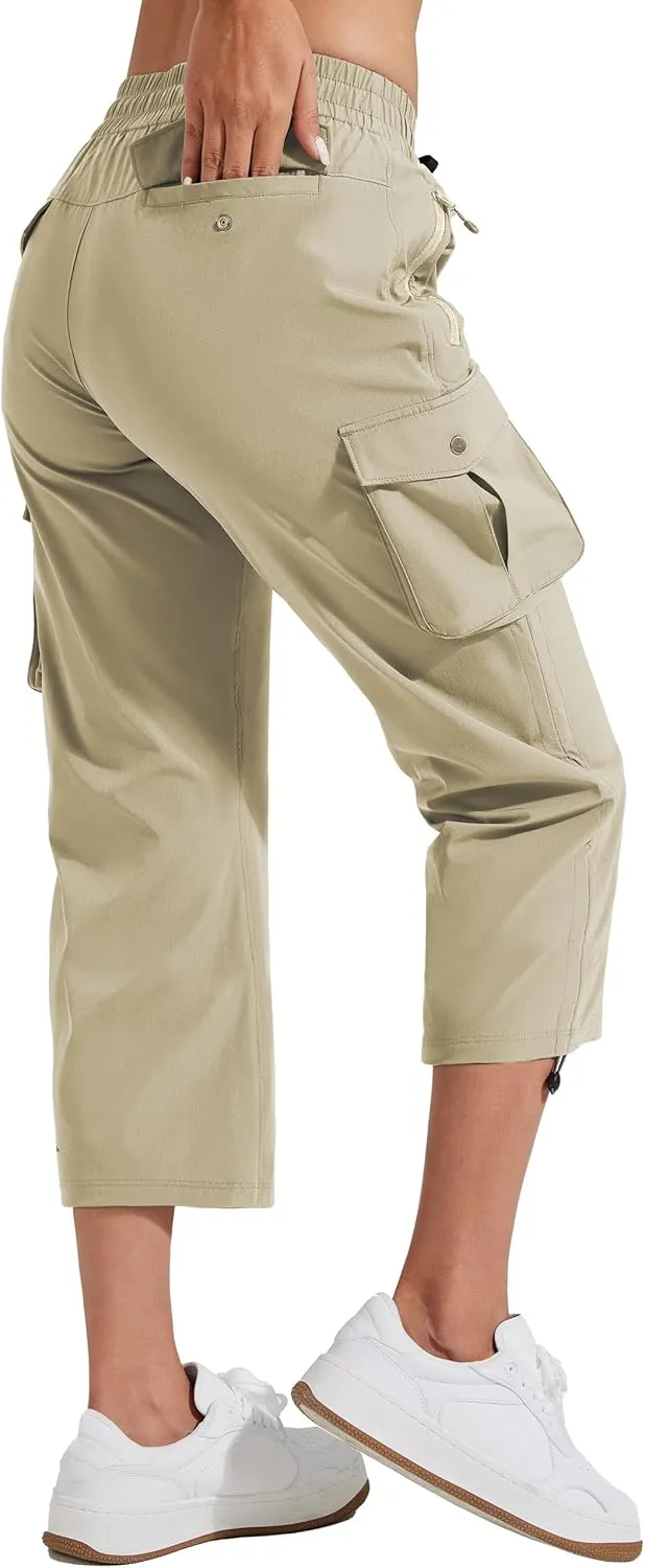 Pioneer Camp Women's Cargo Capris Hiking Pants Lightweight Quick Dry Outdoor Camping Stretch Summer Pants for Women Casual