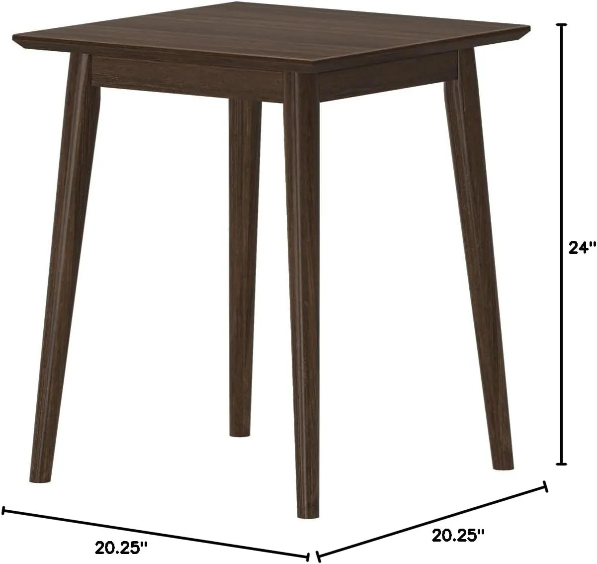 Plank Beam Mid Century Modern Square Side Table, Couch Side Table, Small End Table for Office Space, Wooden Accent Table, Walnut