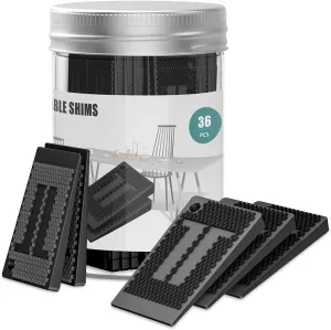 Plastic Shims for Leveling - 36 Piece Jar, Strong and Durable Table Wedges, DIY Levelers for Furniture, Table, Chair, Cabinet, Table Leg, Restaurant - Adjustable Multipurpose Furniture Levelers