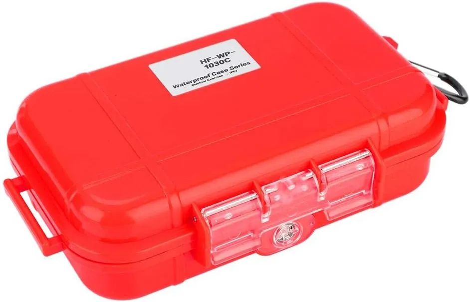 Plastic Waterproof Shockproof Box Outdoor Waterproof Airtight Survival Case Storage Case Floating Hard Shell Wet Dry Box Carry Box Container Marine Fishfinder Case 4 Colors(Red) waterproof box sm