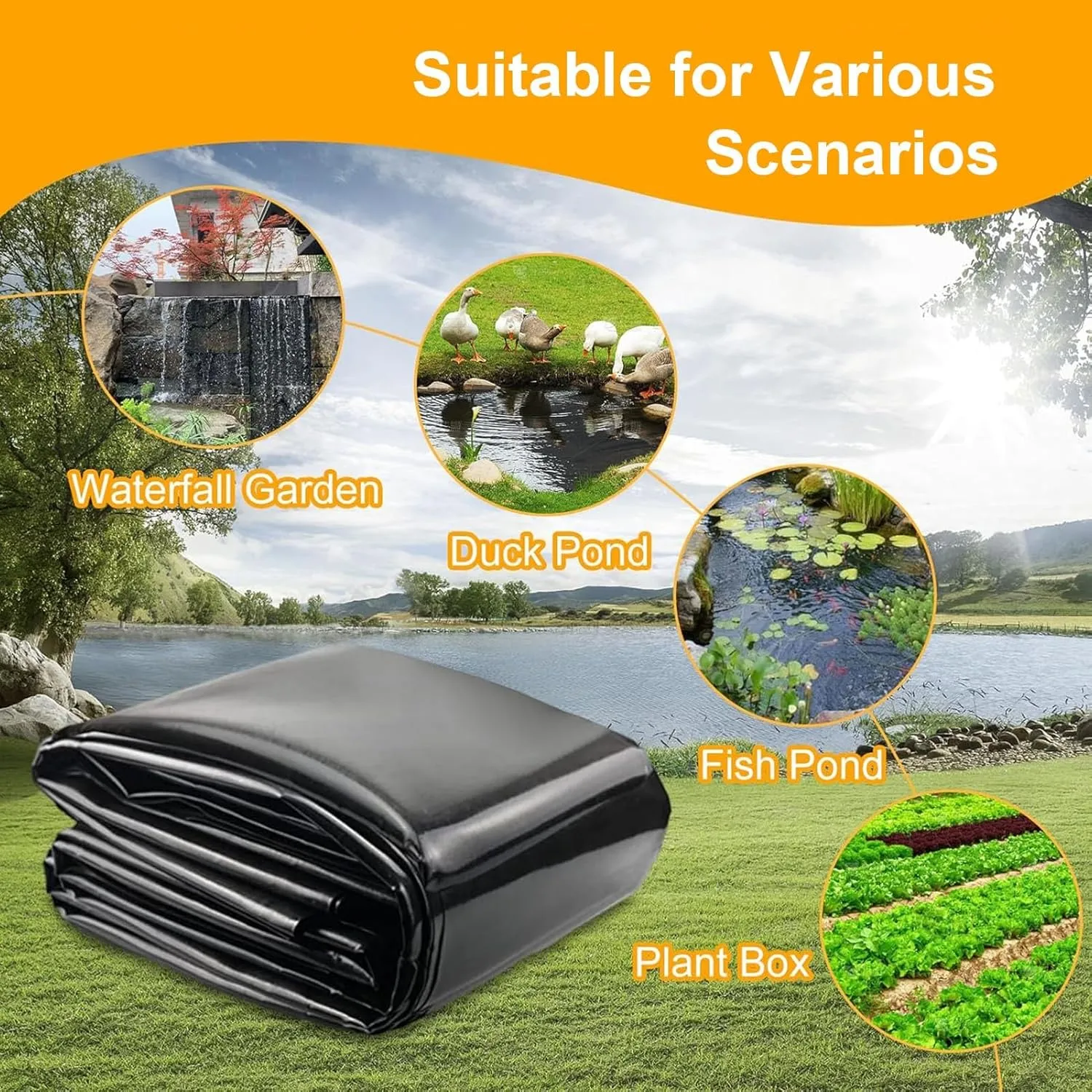 pond liner Large Koi Pond Liner Rubber, Multi Size Fish Pond Liner 34mil, HDPE Pond Liners, for Reservoir Garden Fountains (Color : 34mil, Size : 10x100m/32.8x328ft)