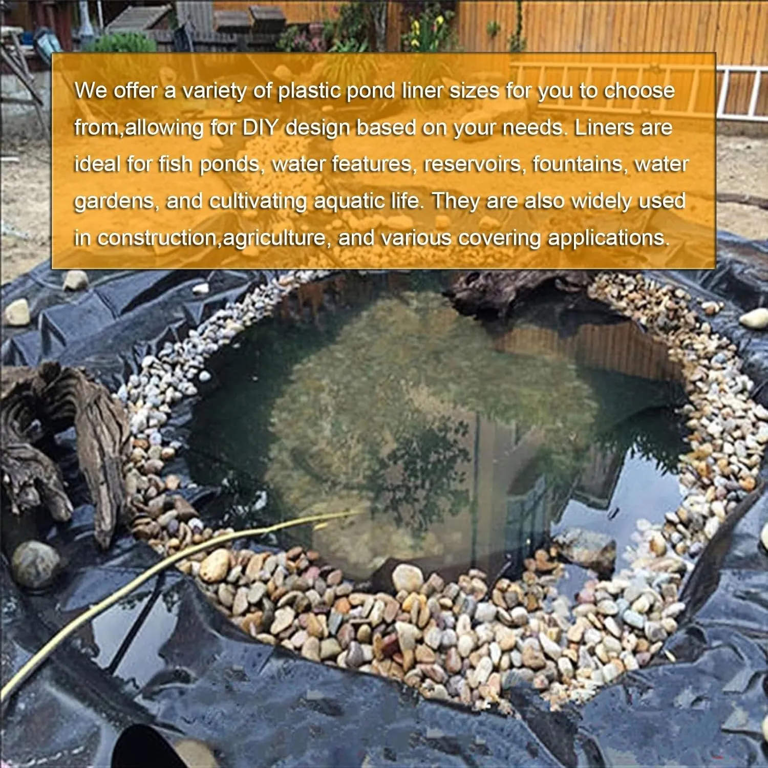 pond liner Large Koi Pond Liner Rubber, Multi Size Fish Pond Liner 34mil, HDPE Pond Liners, for Reservoir Garden Fountains (Color : 34mil, Size : 10x100m/32.8x328ft)