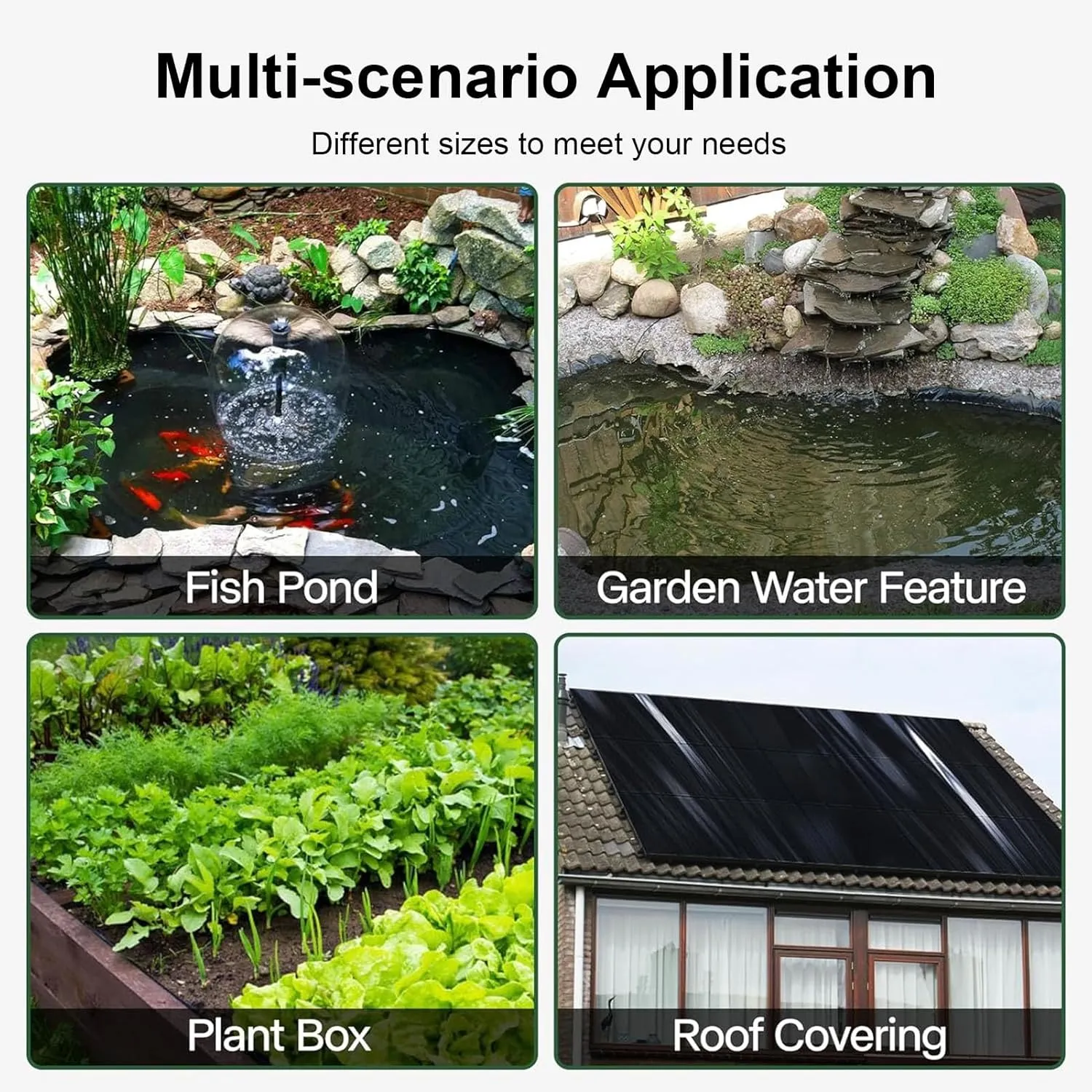 Pond Liner Outdoor Pond Liner Durability, Large Plastic Pond Leak-Proof, Fish Pond Liner Glue 26mil, for Reservoir Koi Pond(Size:12x100m/39.36x328ft)