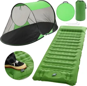 Pop up Mosquito Net Tent and Sleeping Pad for Camping One Person Instant Pop up Screen Tent Thick 5 Inch Portable with Pillow for Outdoor Summer Camp Bed Camping Cot