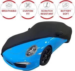 Porsche Indoor Car Cover - Ultraguard Stretch Satin Compatible for 1999-2025 Porsche 911 Coupe Carrera Targa Turbo GTS, Cayman & Boxster - The Ultimate Custom Fit (Black)
