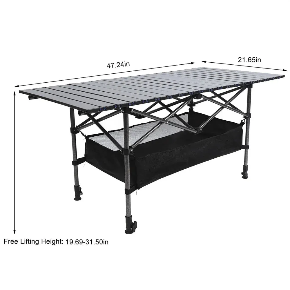 Portable Adjustable Camping Table with Carry Bag and Storage