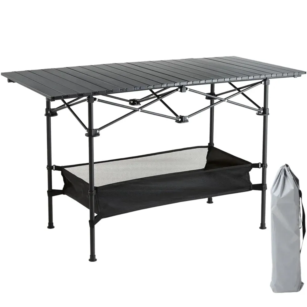 Portable Adjustable Camping Table with Carry Bag and Storage