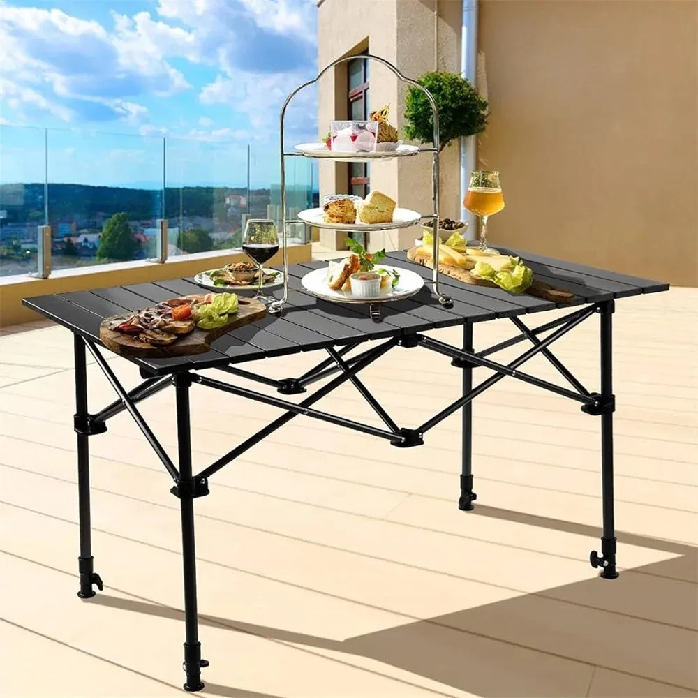 Portable Adjustable Camping Table with Carry Bag and Storage