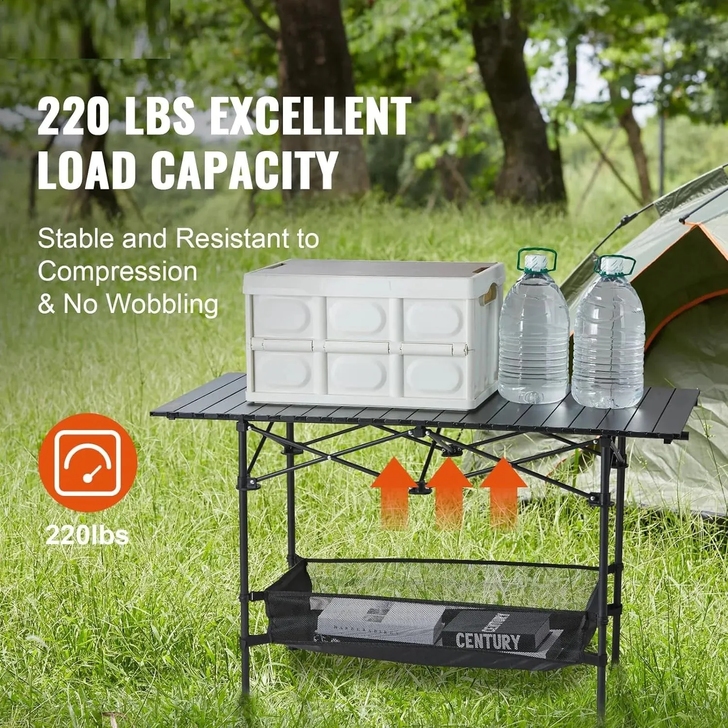 Portable Adjustable Camping Table with Carry Bag and Storage