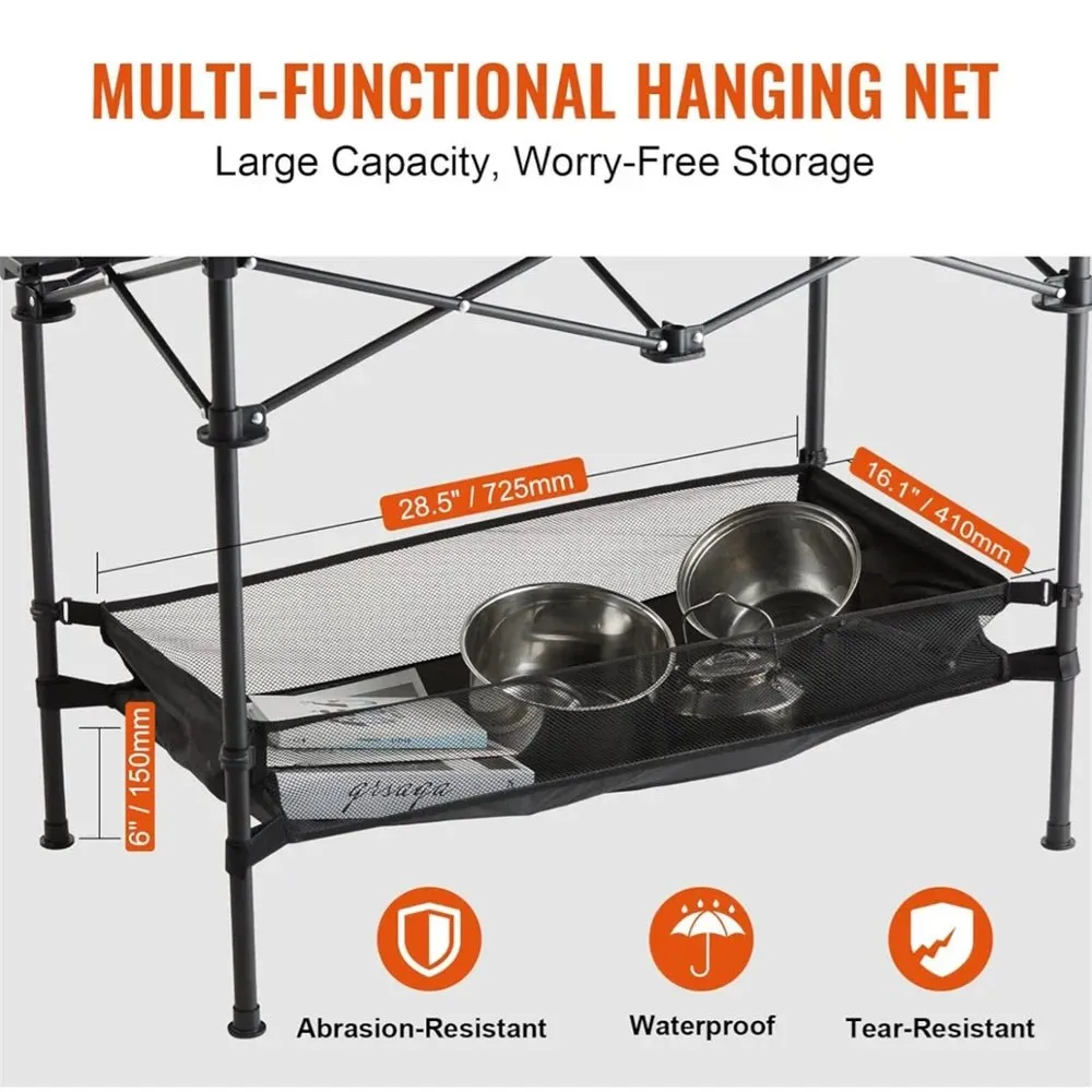 Portable Adjustable Camping Table with Carry Bag and Storage