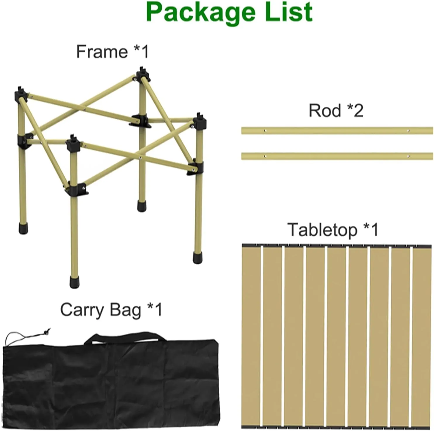 Portable Camping Table Foldable, Folding Outdoor Picnic Table, Lightweight Carbon Steel Roll-up Camping Desk with Carry Bag, Heavy Duty BBQ Table for Backyard Party Patio Hiking Fishing, S