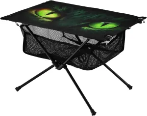 Portable Camping Table Foldable with Mesh Storage Lightweight Compact Camp Tent Side Table for Outside,Camping,Hiking,Tailgating,Green Eyes