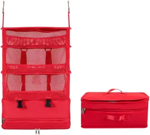 Portable Hanging Packing Cubes For Travel, Hanging Travel Shelves, Luggage Organizer For Carry On, Travel Hack, Packing Organizers, Closet Storage, Closet Organizer, Laundry Storage (Red)