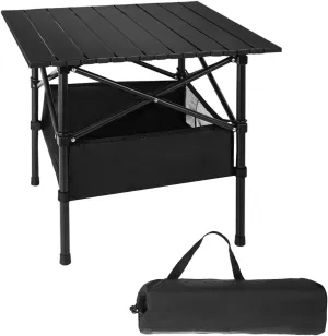 Portable Lightweight Folding Camping Table for 2-4 Persons, Collapsible for BBQ, Picnic, Party, Beach, Backyard, Carry Bag and Mesh Storage Bag Black 20.87 inche