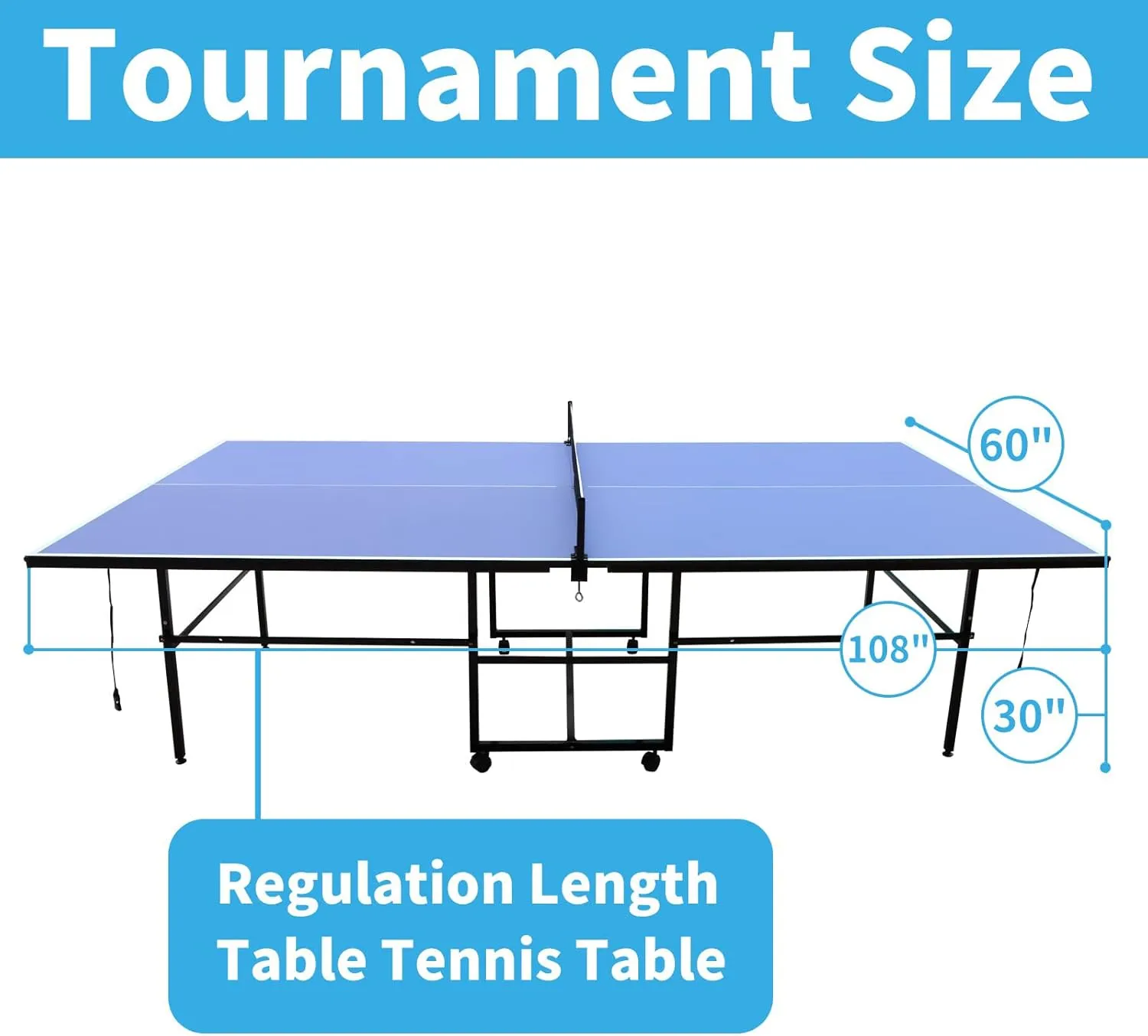 Portable Ping Pong Table 4.5FT/6FT/9FT Foldable Compact Space-Saving Design, Multi-Use Table Tennis Table for Kids Teens Adults, Free Standing Indoor/Outdoor Game