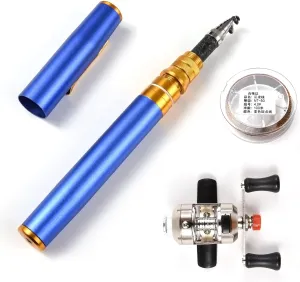 Portable Pocket Telescopic 1.95m Mini Pen Shape Fishing Rod and Fishing Reel Combos