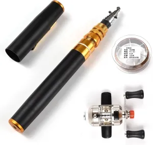 Portable Pocket Telescopic 1.95m Mini Pen Shape Fishing Rod and Fishing Reel Combos