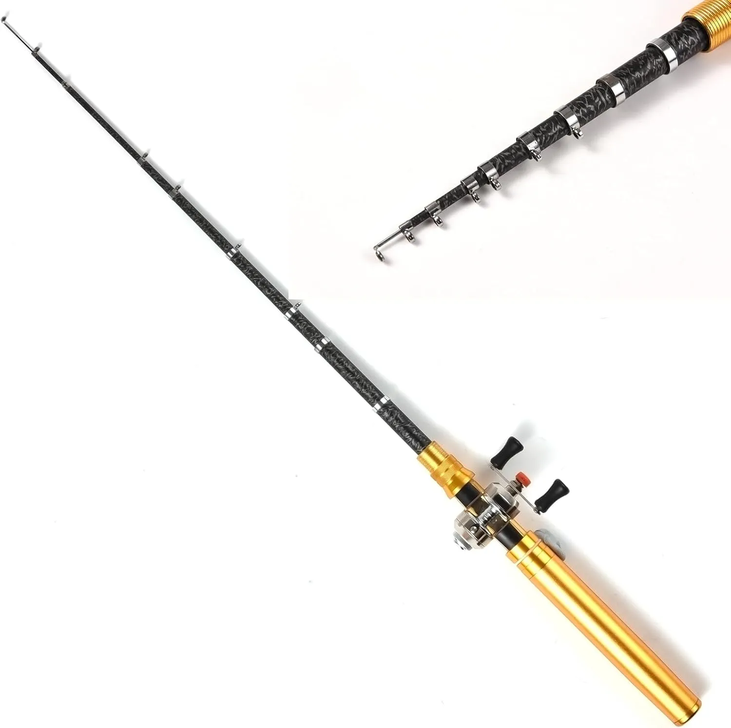 Portable Pocket Telescopic 1.95m Mini Pen Shape Fishing Rod and Fishing Reel Combos