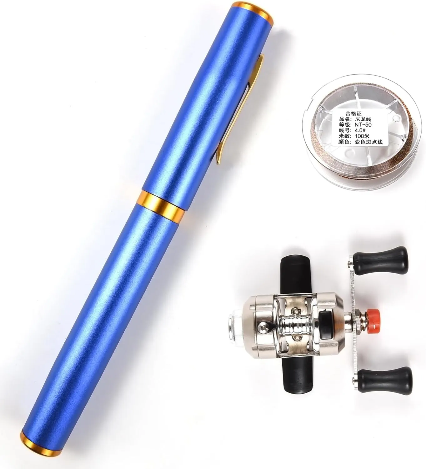 Portable Pocket Telescopic 1.95m Mini Pen Shape Fishing Rod and Fishing Reel Combos