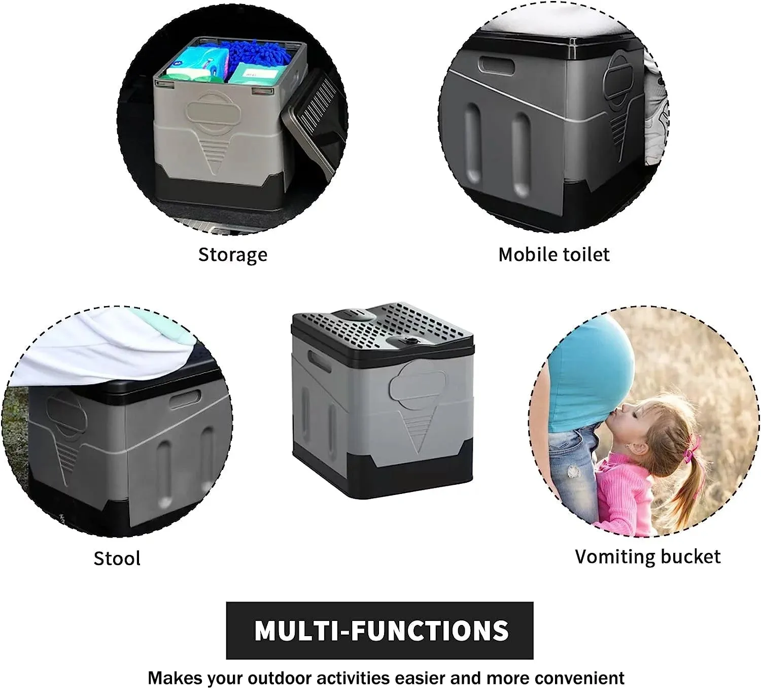 Portable Toilet - Waterproof Folding Camping Potty with 400lb Capacity