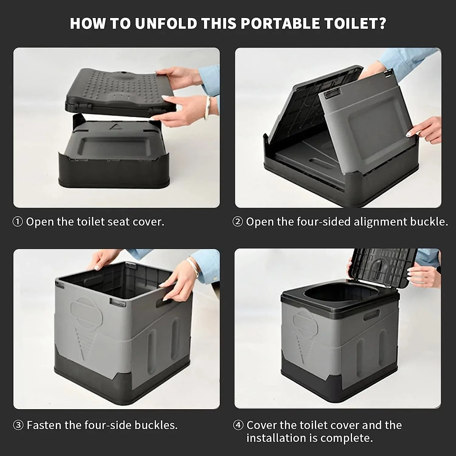 Portable Toilet - Waterproof Folding Camping Potty with 400lb Capacity