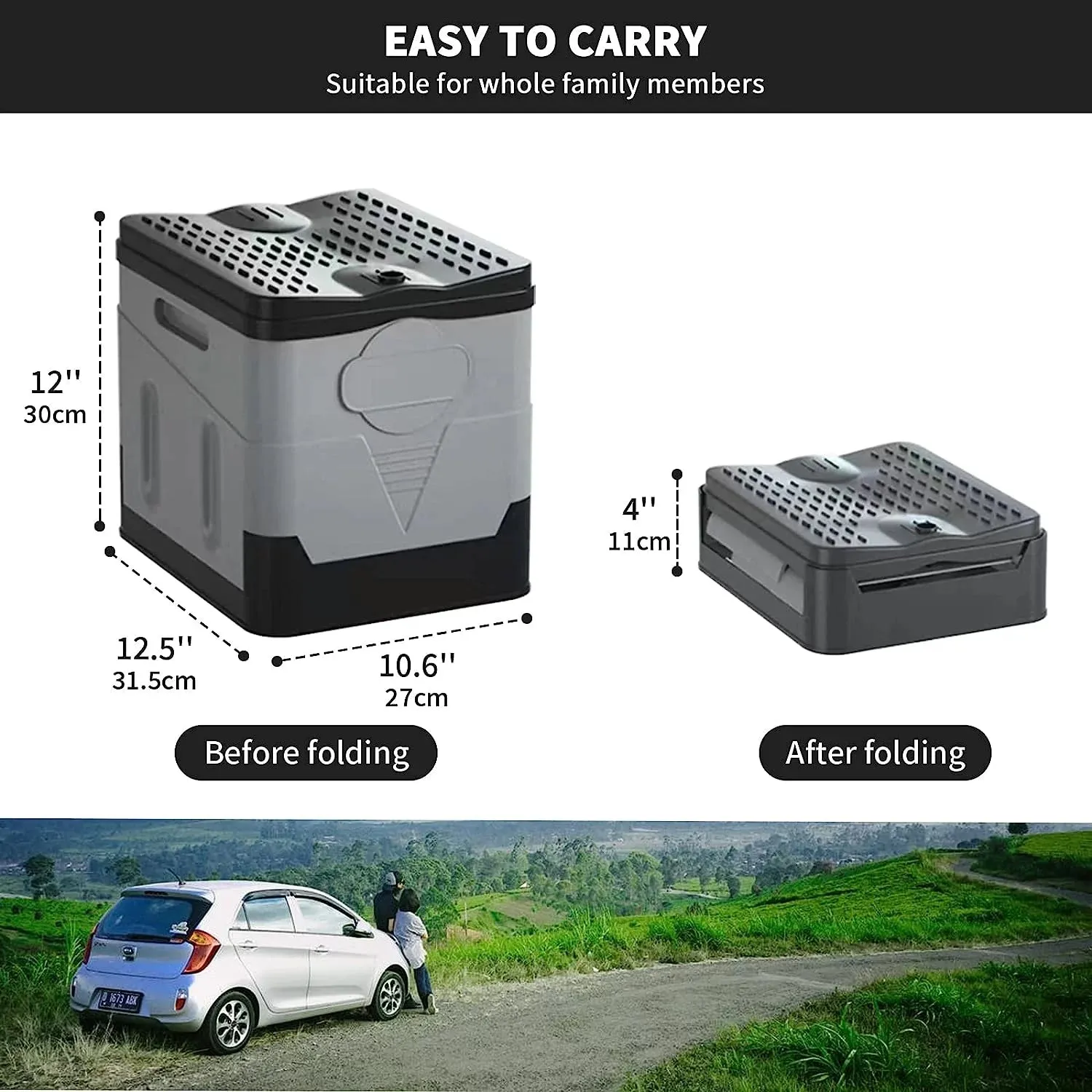 Portable Toilet - Waterproof Folding Camping Potty with 400lb Capacity