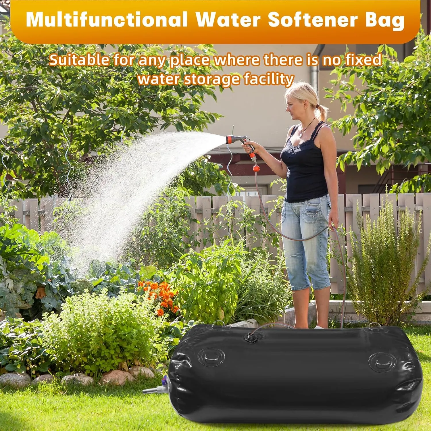 Portable Water Storage Bladder Portable PVC Water Reservoir with valves and Overflow Kit Containers Foldable Water Tank for Outdoor Use Fire Protection Agricultural Irrigation Black 105 Gallons(400L)