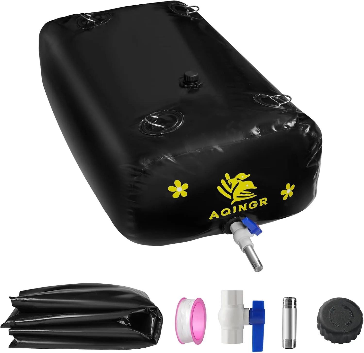 Portable Water Storage Bladder Portable PVC Water Reservoir with valves and Overflow Kit Containers Foldable Water Tank for Outdoor Use Fire Protection Agricultural Irrigation Black 105 Gallons(400L)