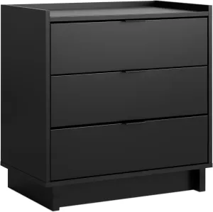 Prepac Simply Modern Nightstand Bedside Table, Black Nightstand for Bedroom, End Table with 3 Drawers 26.5" W x 26.75" H x 16" D