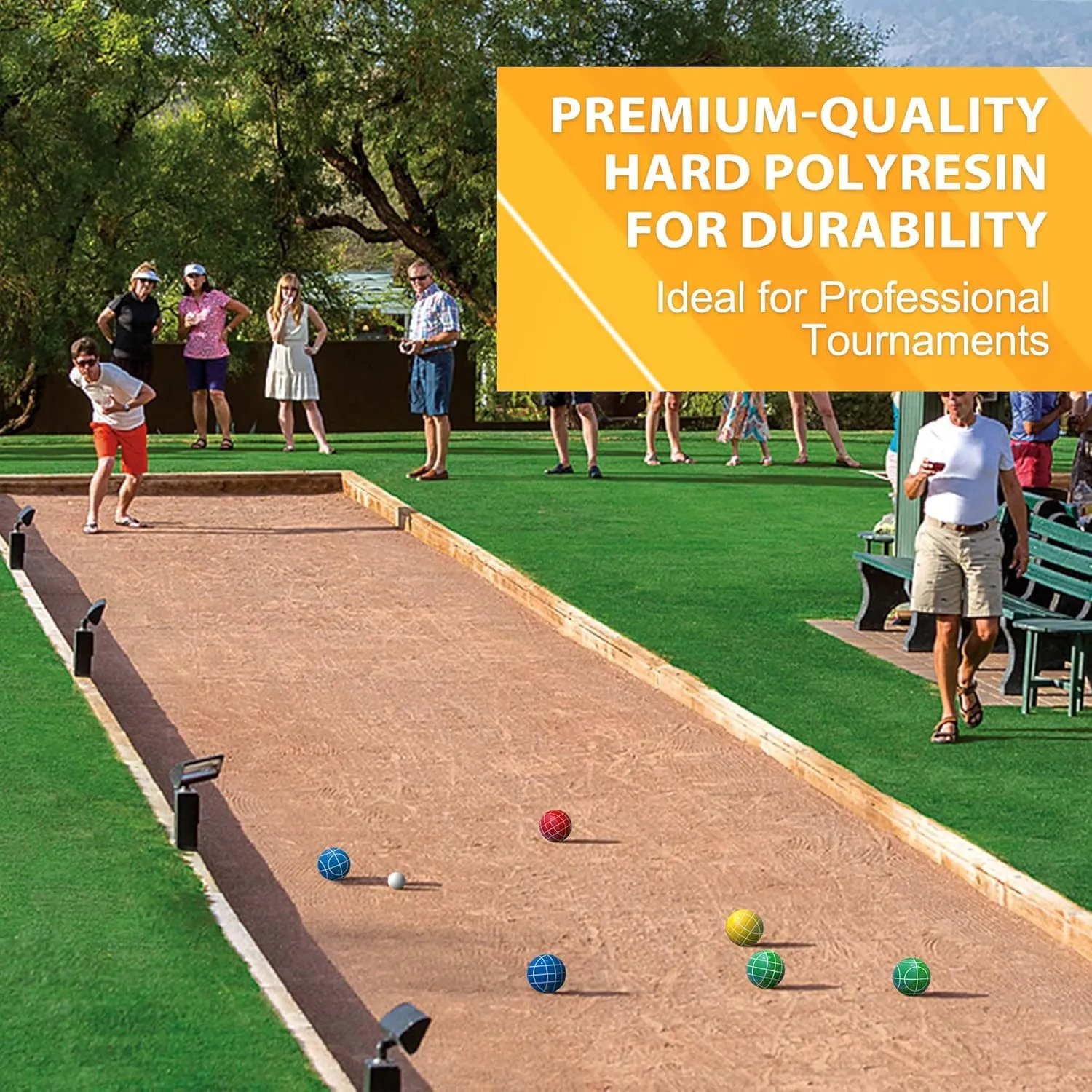 Professional Grade 107mm Bocce Ball Game Set Regulation Size and Weight 920g for Official Tournaments (Classic Multi-Color)