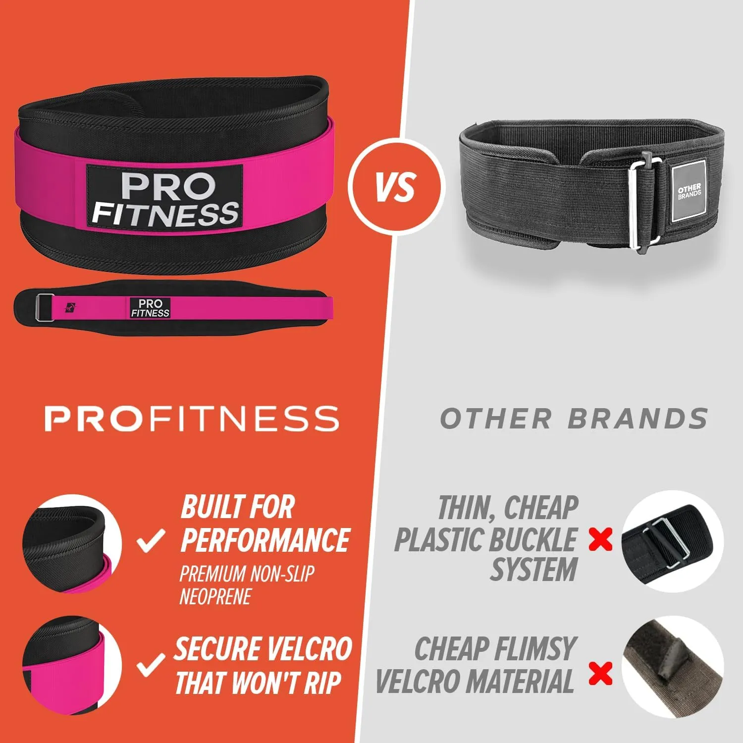 ProFitness Weight Lifting Belt for Women - 4'' Wide Comfortable Workout Belt for Women - Weight Belt for Women Squats & Deadlifts - Back Support Weight Lifting Belt Women & Men