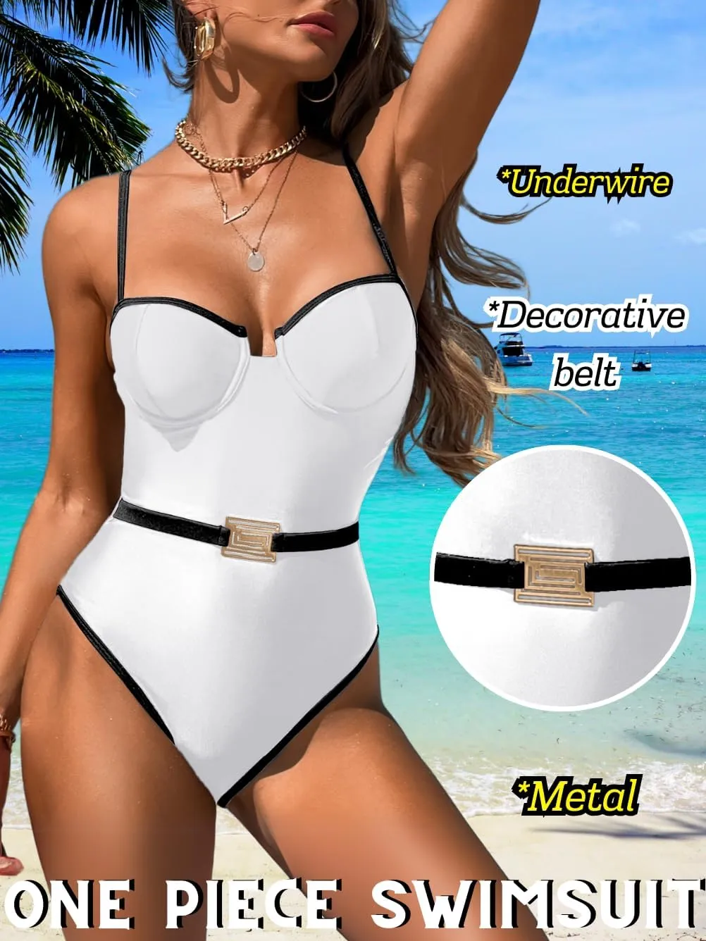 Push Up Swimsuit, Color Block High Cut, Vacation Pool Party, Sexy One Piece Bathing Suit Cheeky Going Out Outfits
