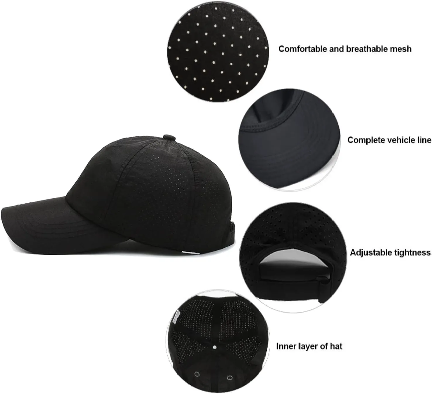 Quick Dry Fit Hats Athletic Baseball Cap Workout Hats for Running Hiking Golf Fishing |UPF 50  Waterproof