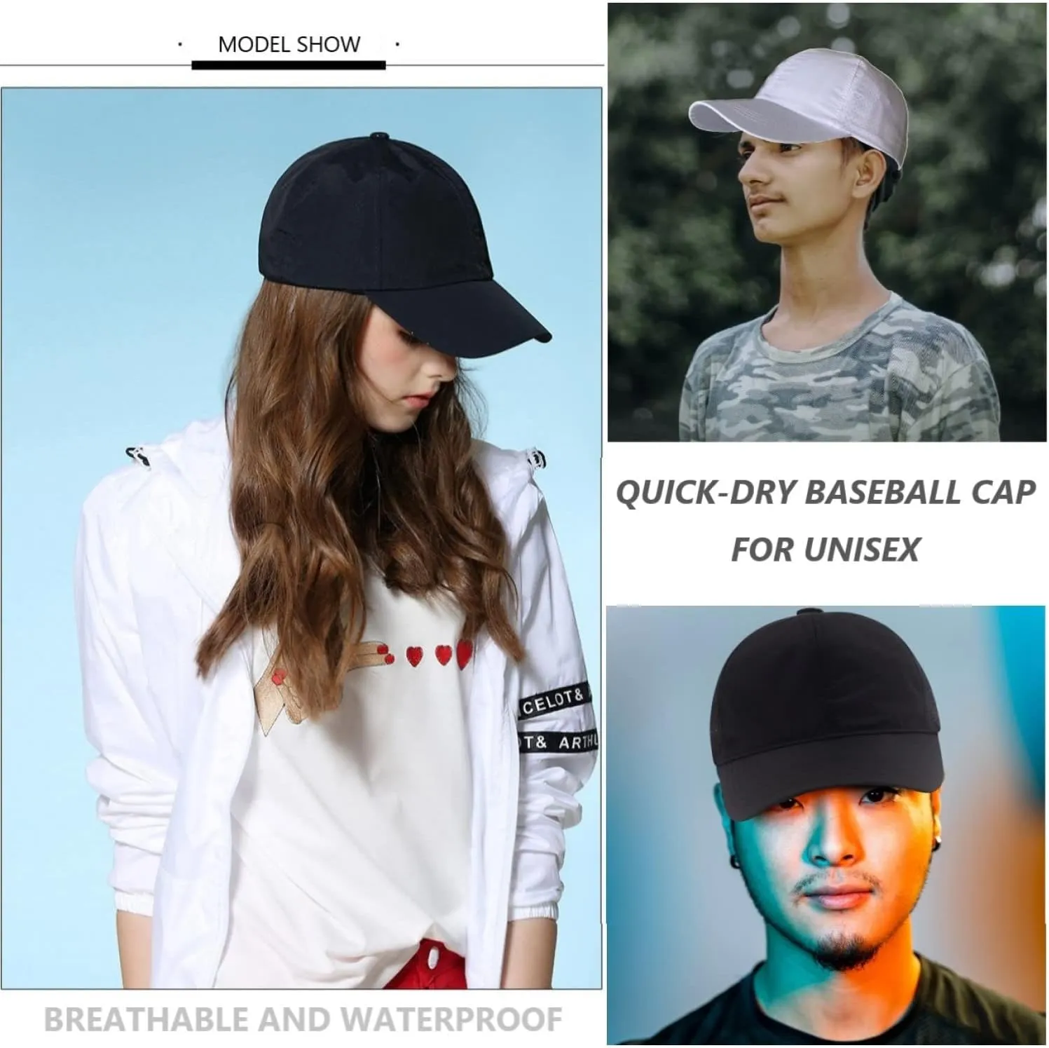 Quick Dry Fit Hats Athletic Baseball Cap Workout Hats for Running Hiking Golf Fishing |UPF 50  Waterproof