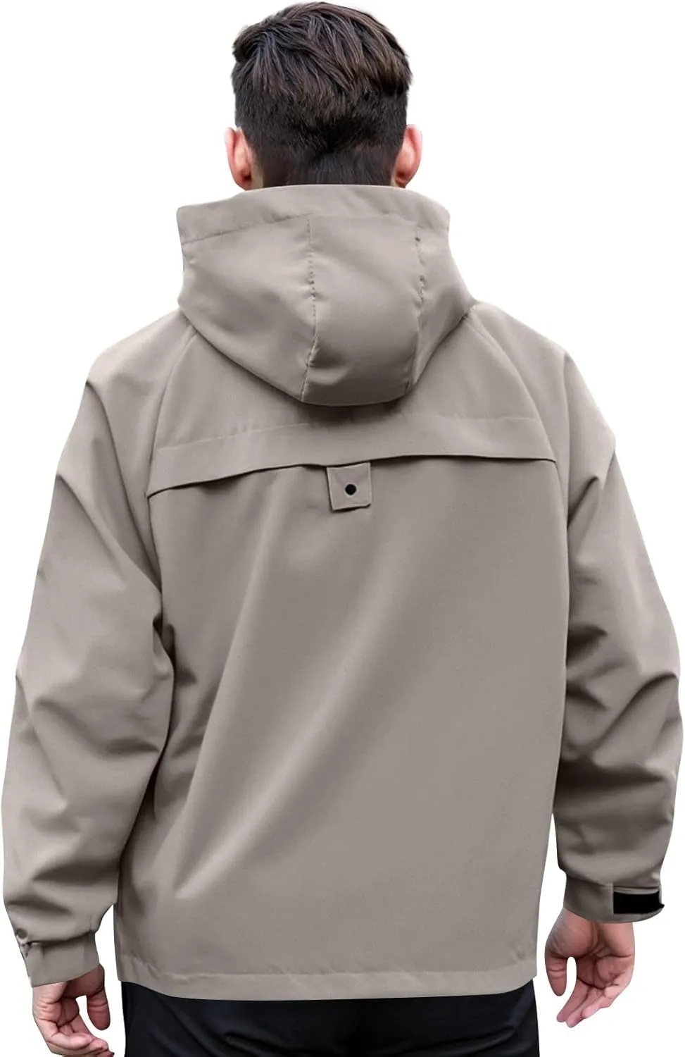 Rain Jacket Men Drawstring Lightweight Waterproof Rain Coats Poncho Sun Protective Outdoor Jacket with Hooded