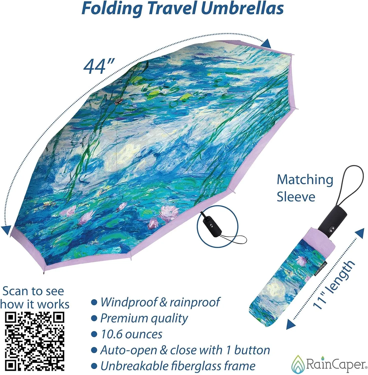 RainCaper Folding Travel Umbrellas