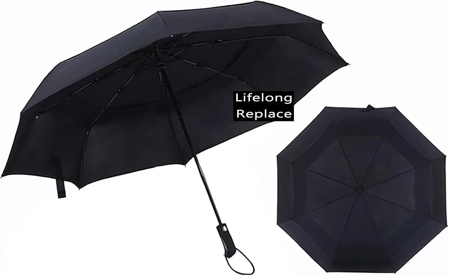 Rainproof and windproof travel umbrella - automatic opening and closing, sturdy fiberglass frame, waterproof canopy - backpack, wallet, portable travel umbrella