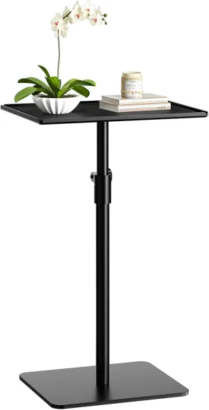 RCHYFEED Metal End Table,Height Adjustable Tall Side Tables Living Room,Small Side Table for Small Spaces with Matte Black Tray,Square Drink Coffee Tables Sofa Table for Bedroom,Indoor & Outdoor