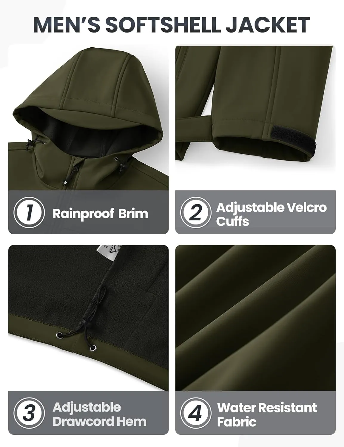 Rdruko Men's Winter Jackets Fleece Lined Hooded Water Resistant Insulated Windbreaker Softshell Jacket for Outdoor Hiking