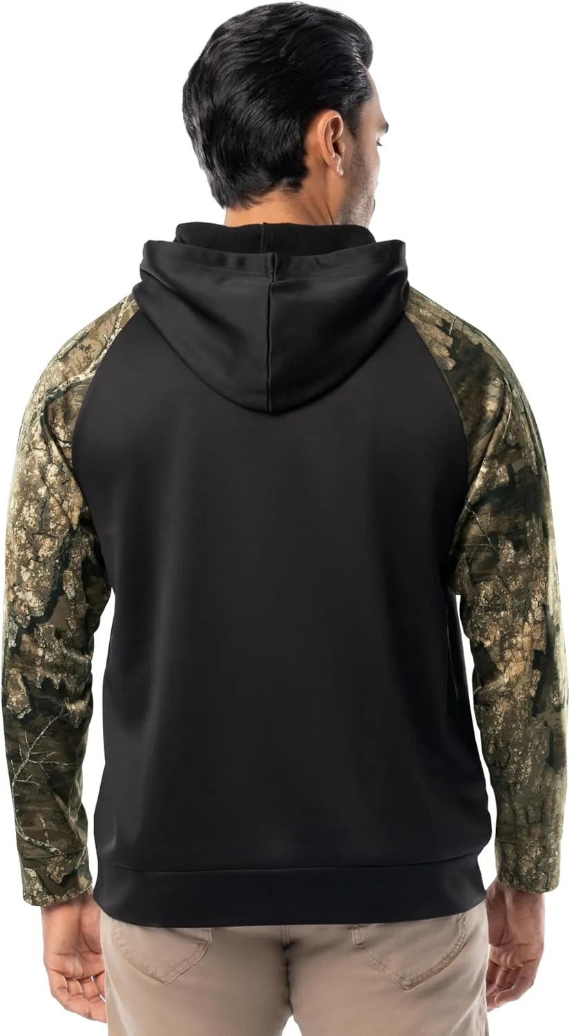 Realtree Men's Performance Raglan Colorblock Fleece Pullover Hoodie