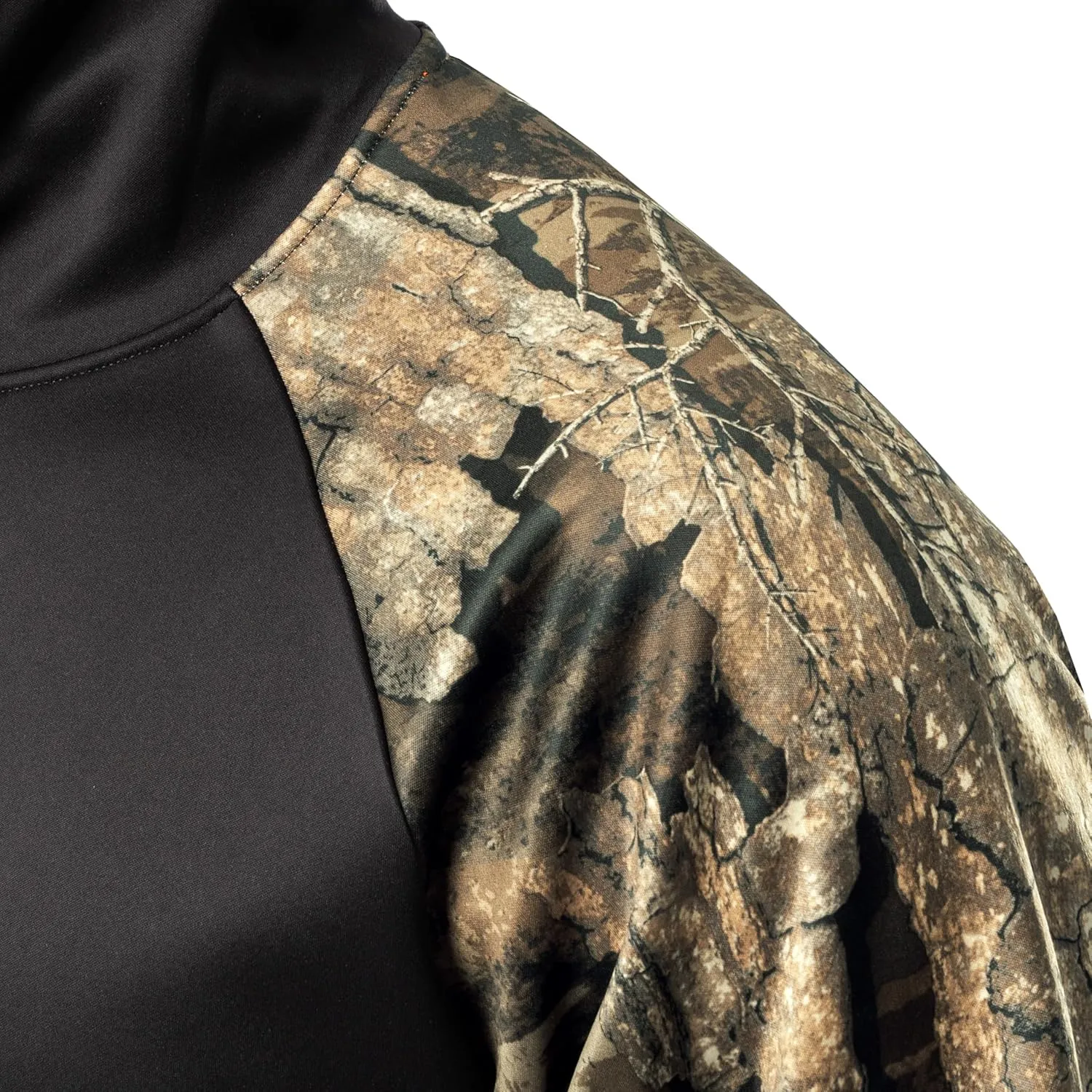 Realtree Men's Performance Raglan Colorblock Fleece Pullover Hoodie